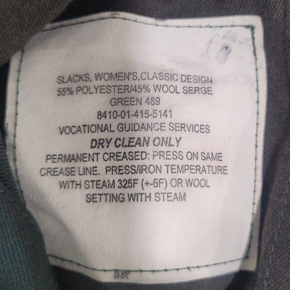 Women’s Uniform Pants - Size 8MR - Poly/Wool Serge - Shade AG-489, Made in USA - Picture 3 of 4